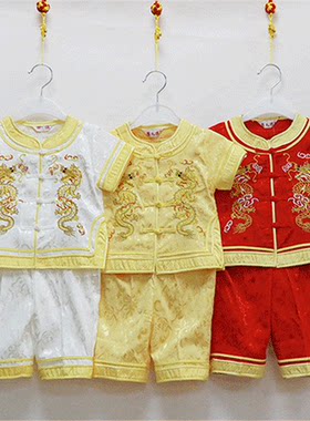 中国龙唐装短袖男童新年礼服
