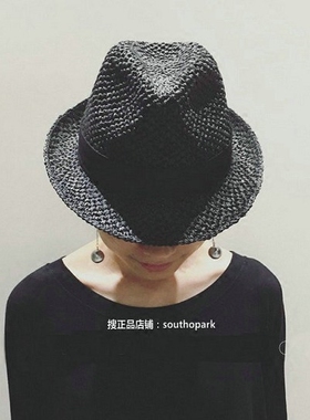 日本春夏帽子小帽沿草帽遮阳帽可折叠度假帽男女防晒出游草帽百搭