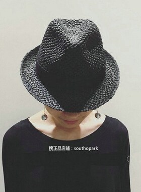 草帽日本春夏可折叠防晒出游帽子