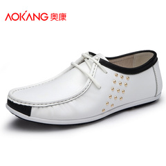 Aucom men's shoes men's shoes men's laced leather comfort everyday casual shoes men's fashion metal men shoes