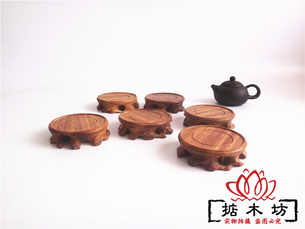 红木工艺品紫砂壶玉石花盆底座