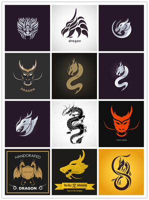 A2700矢量15个龙LOGO图标 AI设计素材