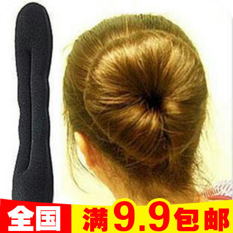 韩国版美发丸子头发饰花苞头包子头盘发棒带工具海绵盘发器盘发棒
