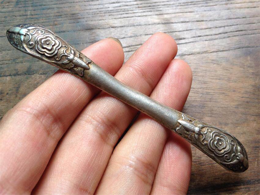 成色版模一流厚重清代苏工范福昌款银双尖发簪，工艺精湛保真保老