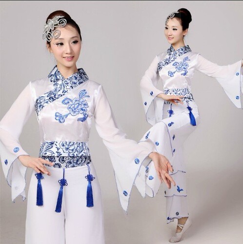 新款特价古典舞服装 青花瓷演出服 民族服装 伴舞舞蹈服装表演服