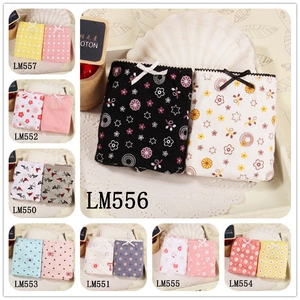 棉元素专柜正品舒适透气100%纯棉女装三角内裤2条装LM550~LM556