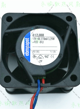 原装德国ebmpapst 412JHH 12V 270mA 3.25W 4025 2线高端设备风扇