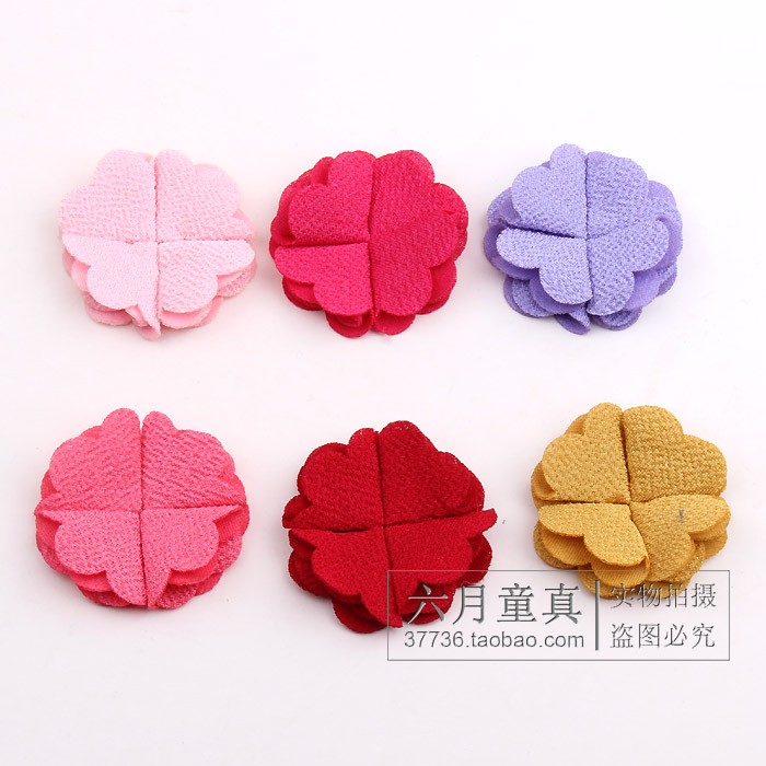 百搭四片花瓣布艺花朵 发夹发箍头箍发圈发绳发卡头花发饰品配件