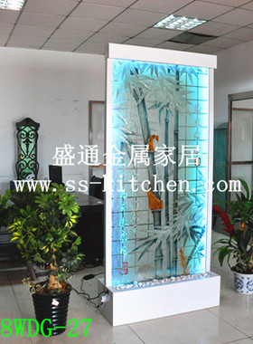 隔断玄关竹报平安雕刻流水屏风