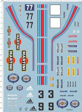 64905A 1:24  77号martini马天尼保时捷997轮胎水贴 14*21