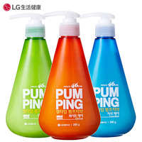 LG韩国进口倍瑞傲派缤pumping成人牙膏*3瓶 按压式 去口臭气包邮