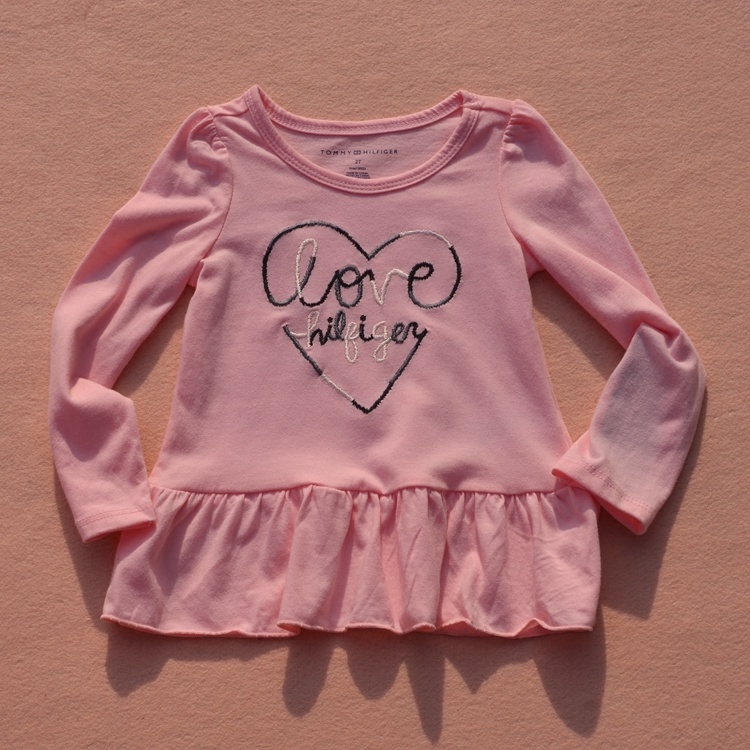 童装美国秋季柔软刺绣长袖t恤