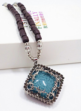 x494新款百搭长款方块菱形毛衣链