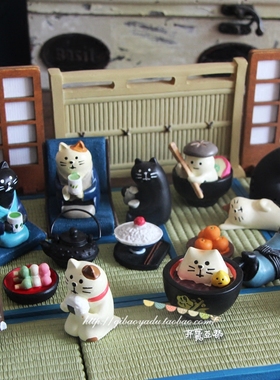 日式Decole 人气昭和三毛猫系列树脂迷你车载公仔摆件 五件免邮