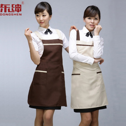 新款韩版围裙女西餐咖啡厅烘焙面包房便利店工作服围腰定做LOGO