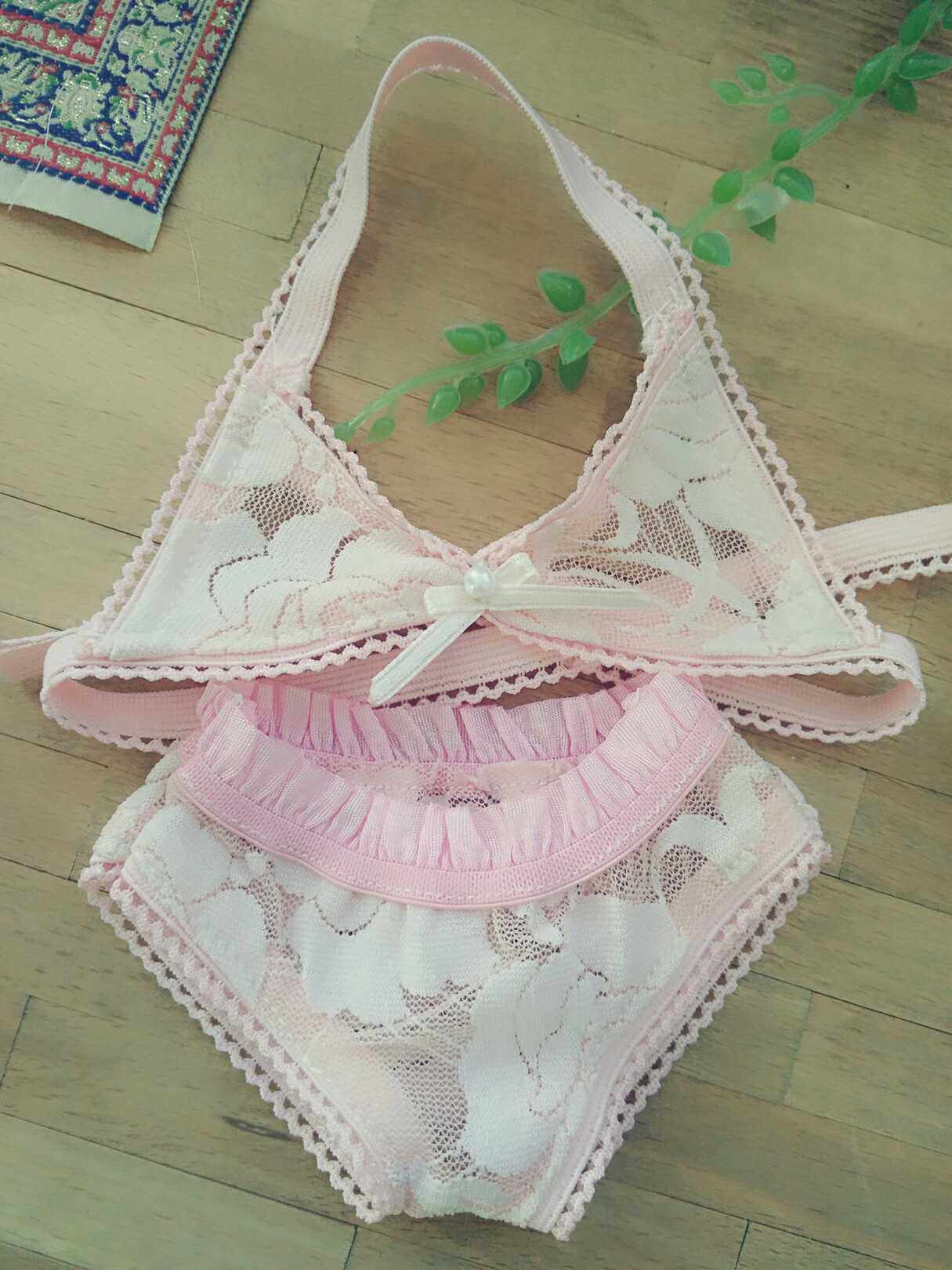 bjd/sd/mdd3分4分玩偶内衣比基尼粉色蕾丝胖子