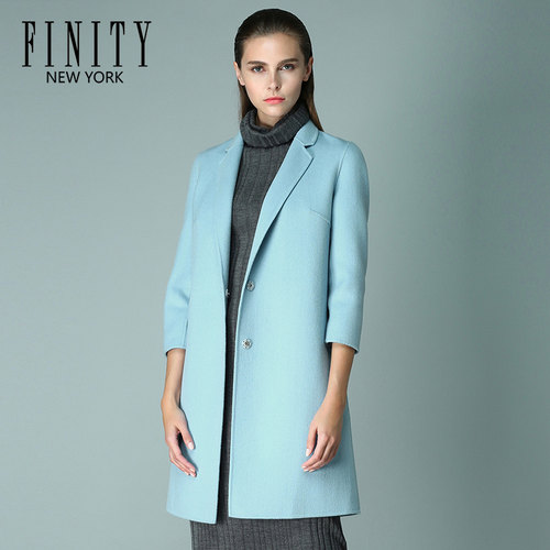 FINITY秋冬毛呢外套女中长款双面羊毛呢子大衣