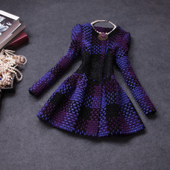 Autumn/winter 2014 in the new European and American fashion wool Plaid long sleeve slim coat jacket