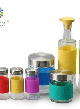 Stylor花色玻璃调味瓶罐套装个性调味器皿特价八件套创意厨房用具