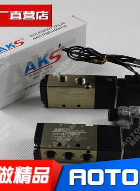 气动电磁阀二位五通电磁阀4V110-06 220V DC24V12V艾克斯AKS气阀