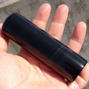 天然黑曜石印章料冰彩全黑圆章闲章姓名藏书风水章定制大小长短款