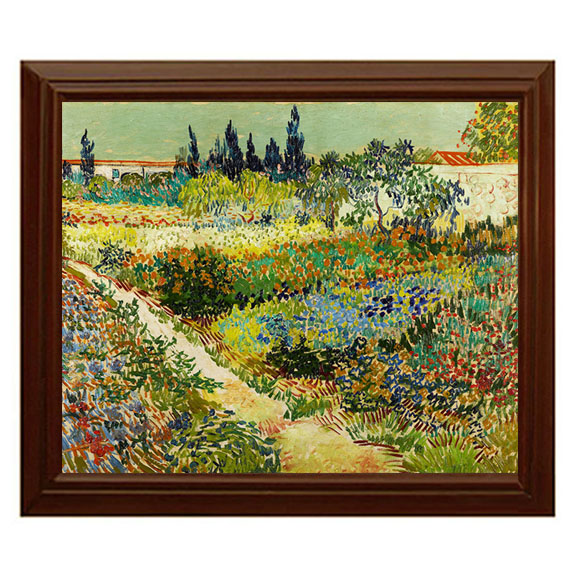 世界名画梵高凡高风景阿尔勒花园挂画壁画装饰画实木有框画