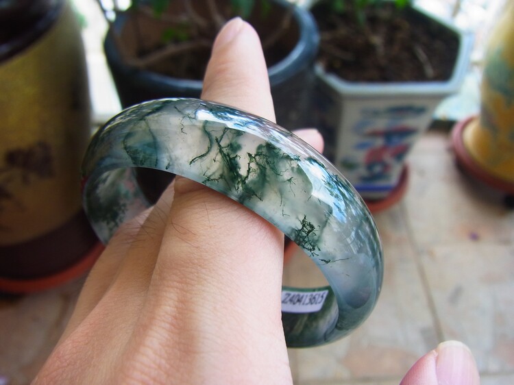 收藏级高质量天然原色水草玉髓手镯 58mm 特价谢绝议价