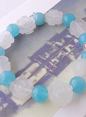 天然白色水晶手链玉玫瑰