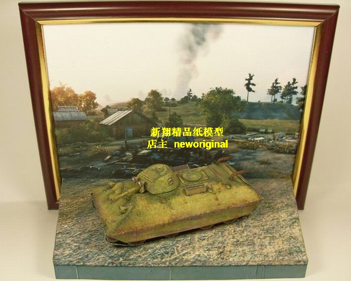 战车飞机底座地台展示柜军事场景  村庄战争废墟模型图片