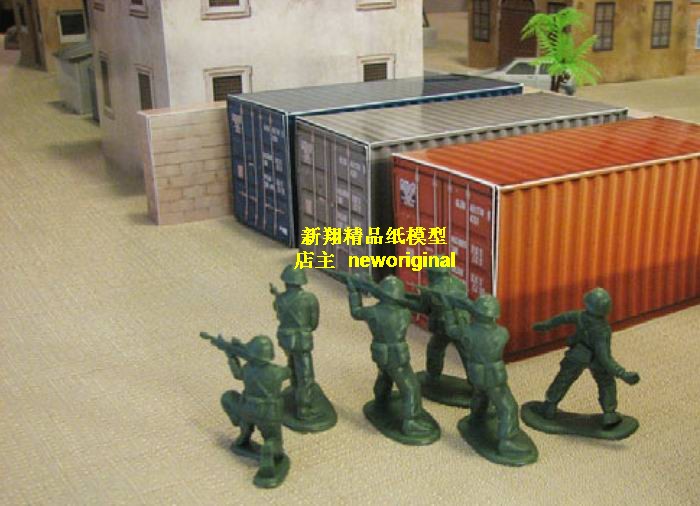 中东地区海湾反恐战争城市街道巷战集装箱货柜军事建筑场景模型