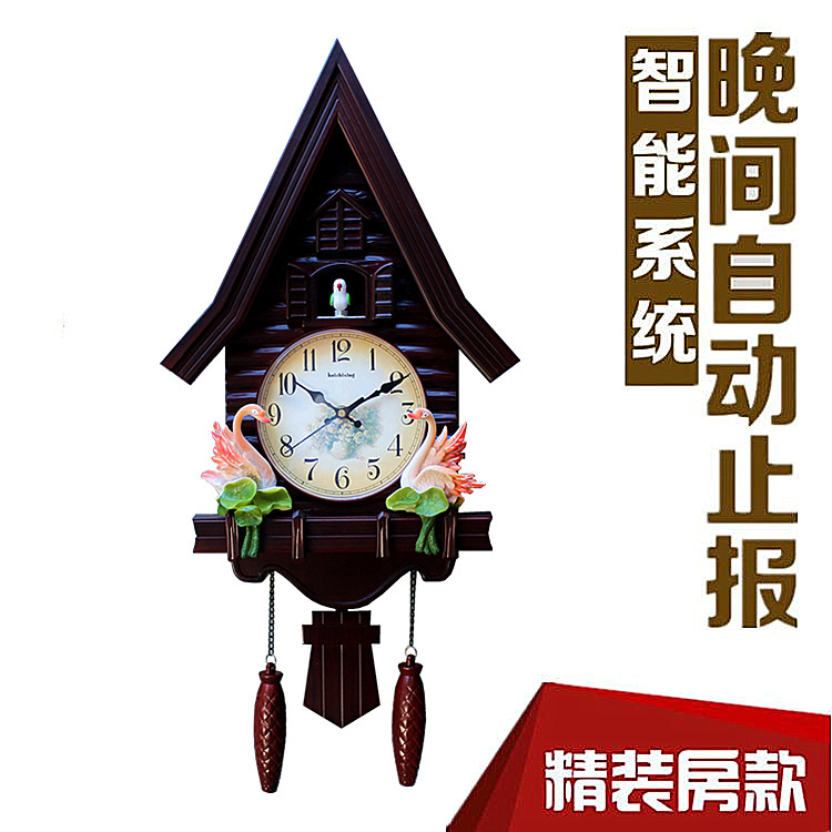 创意欧式客厅挂钟布谷鸟挂钟报时咕咕钟表静音卧室挂表壁钟石英钟
