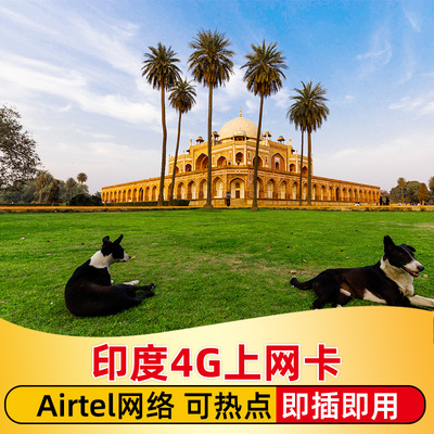 印度电话卡4G高速手机上网卡2G无限流量Airtel网络新德里孟买旅游