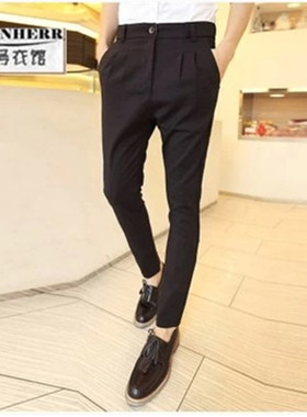 秋冬新款修身小西裤潮流韩版哈伦裤男弹力休闲裤大码小脚裤子锥新
