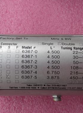 进口 6367 430-900MHz 可调带阻陷波滤波器 Tunable Notch Filter