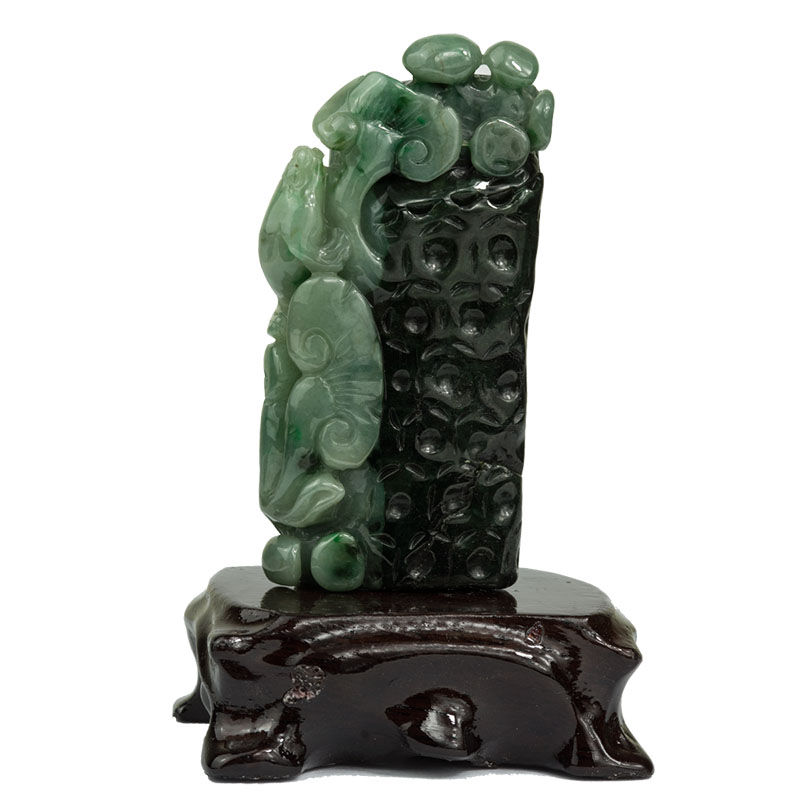 翡翠金蟾如意小摆件天然玉石