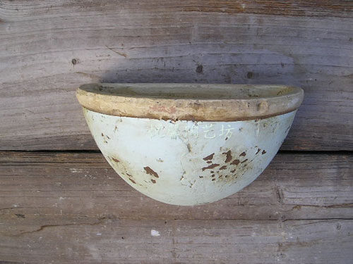 地中海风格陶艺壁盆 浅蓝色做旧复古挂壁花盆 欧式家居装饰品