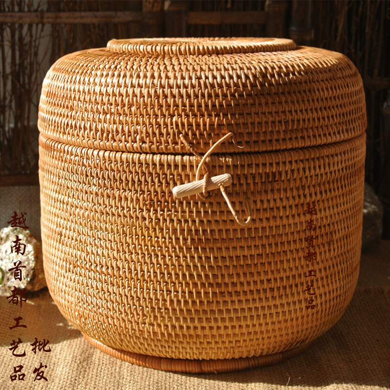 越南秋藤编普洱茶饼沱茶收纳盒