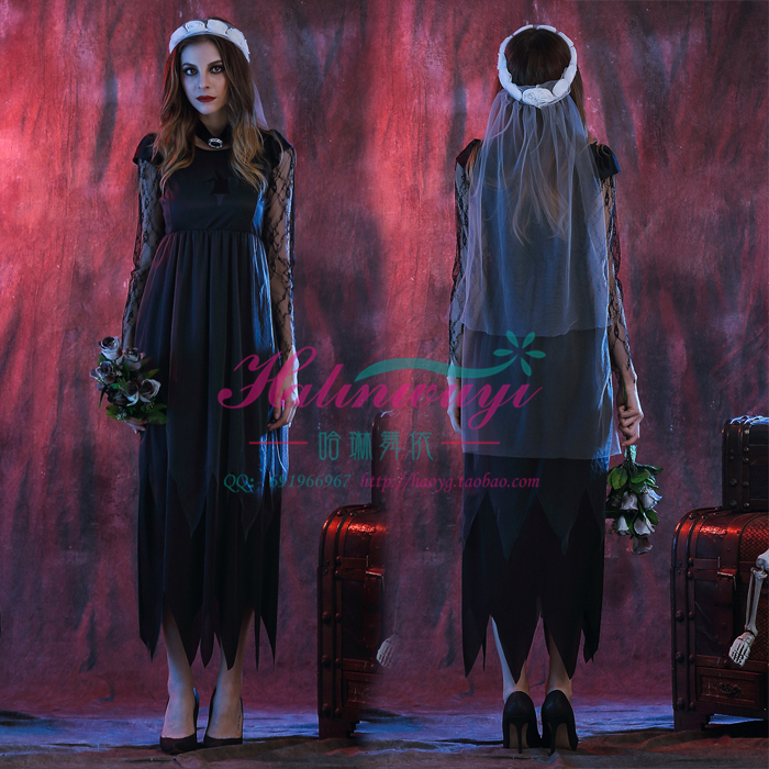 欧美ds公主裙 角色扮演出服装吸血鬼 女巫装巫婆骷髅女王装哥特裙