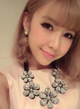 水晶山茶花假领子防过敏短项链