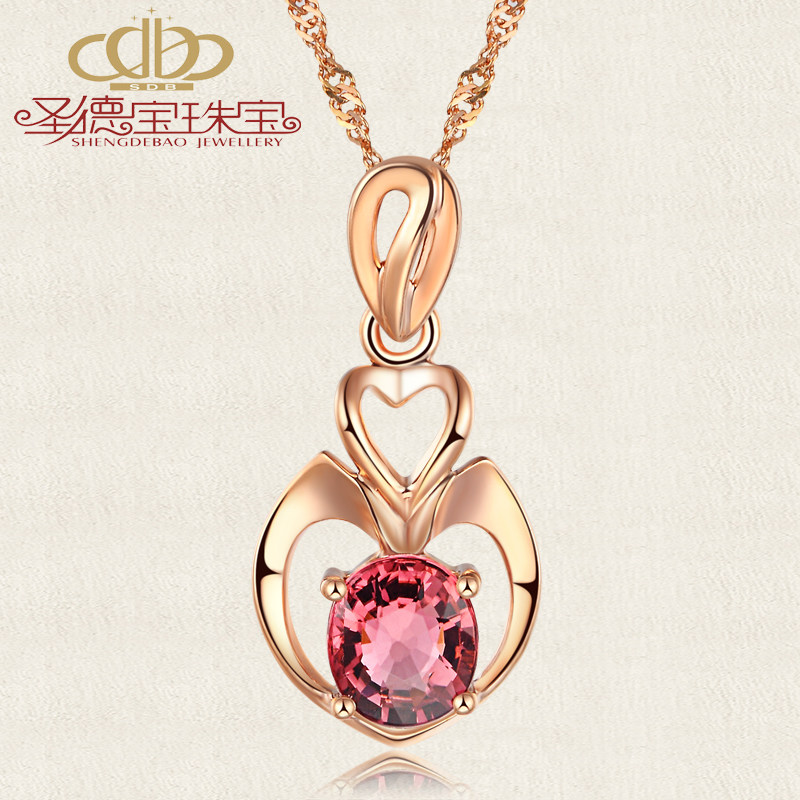 Shengdebao 18K Rose Gold natural Red tourmaline Pendant Tourmaline Pendant Necklace Loose customizedin the Jewelry/Diamond/Jade/Gold , Colored stones/Precious stones , Choker  category - from Buy2taobao.com to provide professional Taobao agent buy service