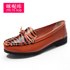 Microphone Ta spring new leather bow striped shoes flat shoes low bean shoes leisure shoes