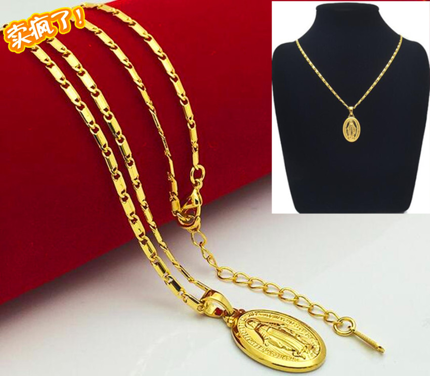 椭圆形十字架吊坠仿真黄金