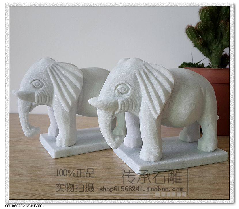 汉白玉石象石头公母象