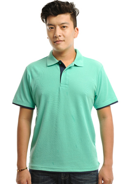安美薇拼色短袖POLO衫夏半袖工装男工作服翻领班服T恤文化衫制服