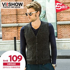 Viishow2015 spring clothes new knit Cardigan men's casual sleeveless sweater tide v-neck cardigan sweater