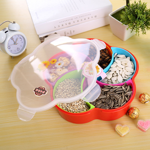 时尚创意欧式分格带盖有盖客厅食品干果盘过年婚庆零食盘瓜果盘