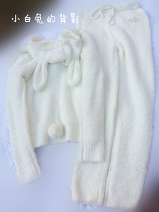 李冰冰同款日本尾巴秋冬软绵绵兔子耳朵套装家居服睡衣 包邮