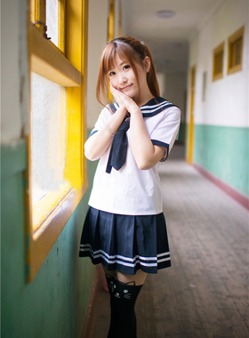大码日系水手服校服伪娘套装女装大佬cos用品cd变装衣服学生制服