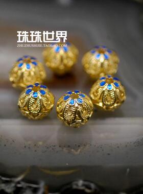 纯银镀金珐琅景泰银散珠