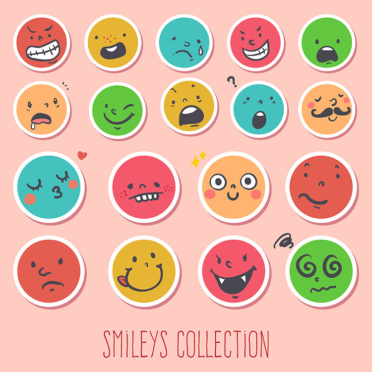 圆形q版表情ai矢量素材 可爱卡通丰富面部表情图标素材 设计素材